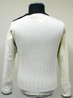 BECKETT Madcap Retro Mod Mens Cable Knit Jumper W -Classic Gents Fit Sales Beckett Cable Knit Cream Back 77915.1666958570