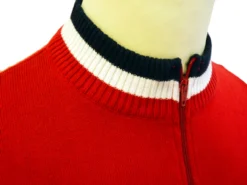 'Hi-Wheel' - Madcap Retro Mod Cycling Top RED/NAVY -Classic Gents Fit Sales Hi wheel SS Red3 21770.1666957446