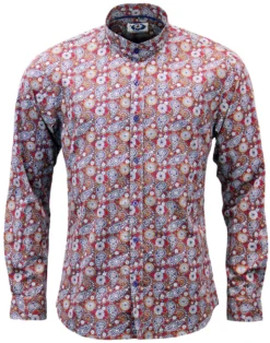 Indra 60s Mod Paisley Grandad Shirt -Classic Gents Fit Sales Madcap England Indra Shirt1 35324.1661338296
