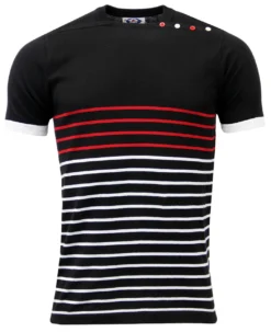 Memphis Retro 60s Mod Atom Neck Breton Jumper (N)