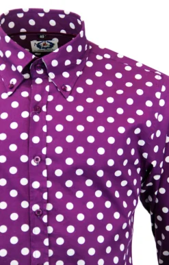 Penny Dot Lane Retro 60s Mod MADCAP Shirt (R/W) -Classic Gents Fit Sales Madcap England Penny Dot Lane Purple2 18781.1661339155 2