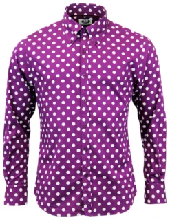 Penny Dot Lane Retro 60s Mod MADCAP Shirt (B/G) -Classic Gents Fit Sales Madcap England Penny Dot Lane Purple 20077.1661339152 1