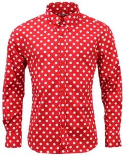 Purple Penny Dot Lane Retro 60s Mod MADCAP Shirt -Classic Gents Fit Sales Madcap England Penny Dot Lane Red 02838.1661339058 3