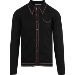 Crawdaddy Micro Dash LS Polo BLACK -Classic Gents Fit Sales Madcap crawdaddy LS knitted black11 38918.1661267040