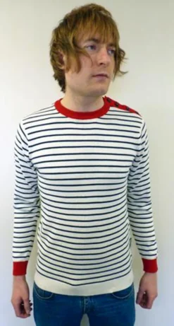 'Breton' MADCAP Mens Retro Mod Stripe Jumper (E) -Classic Gents Fit Sales Madcap England Breton Jumper E6 11045.1666958098