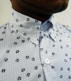 'Byron' MADCAP Retro Mod Tab Collar Floral Shirt -Classic Gents Fit Sales Madcap England Retro Mod Tab Collar2 57077.1666958087