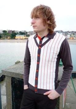 'Saturday Night' - MADCAP Retro Mod Mens Cardigan -Classic Gents Fit Sales Madcap SNSM Polo Cardigan3 08296.1666958311