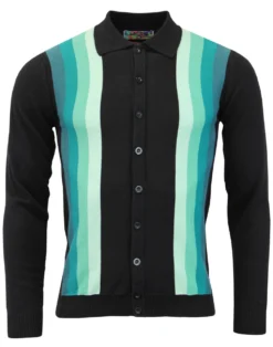 Blake Mod Gradient Polo Cardigan BN -Classic Gents Fit Sales blake polo cardigan black front 47160.1661269677