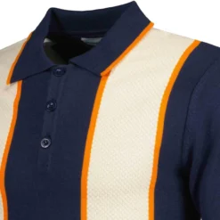 Junot Mod Waffle Stripe Knit Polo B -Classic Gents Fit Sales maadcap england junot popcorn waffle polo navy 3 08015.1668164097