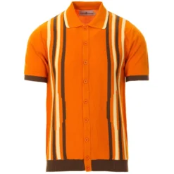 Shockwave Mod Stripe Knit Polo Top -Classic Gents Fit Sales madcaap england shockwave knitted polo dark cheddar 1 99884.1661262007 1