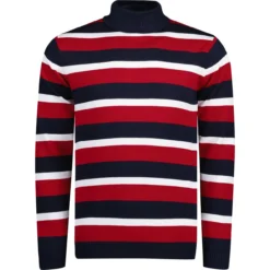 Ashcroft MADCAP Retro 60s Roll Neck Jumper In Red -Classic Gents Fit Sales madcap ashcroft roll neck red front 06508.1661259911