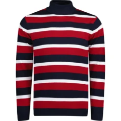 Ashcroft MADCAP Retro 60s Roll Neck Jumper In Red -Classic Gents Fit Sales madcap ashcroft roll neck red front 61982.1661259908