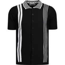 Charlie Ska Check Collar Polo Top B -Classic Gents Fit Sales madcap charlie polo black front 71605.1661260308 1