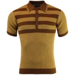 Terry Retro Mod Ribbed Stripe Polo -Classic Gents Fit Sales madcap englaand terry ribbed polo top caramel 11 34348.1679657083 4