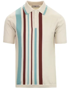 Bauhaus Mod Stripe Knit Polo Shirt