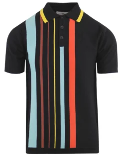 Bauhaus Mod Stripe Knit Polo Shirt -Classic Gents Fit Sales madcap england bauhaus stripe polo black 1 32401.1661267909 1