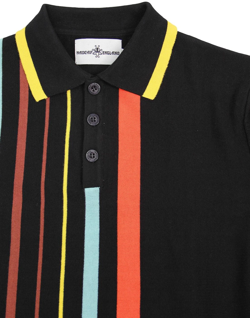 Bauhaus Mod Stripe Knit Polo BLACK 5 Bauhaus Mod Stripe Knit Polo BLACK - Image 5