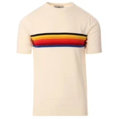 Britpop Rainbow Stripe Knit Tee (E) -Classic Gents Fit Sales madcap england britpop stripe knit tee ecru 3 13263.1661262471 1