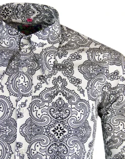 Capo 60s Paisley Spear Collar Shirt -Classic Gents Fit Sales madcap england capo paisley shirt white 5 56517.1661270887