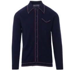 Crawdaddy Micro Dash LS Polo BLACK -Classic Gents Fit Sales madcap england crawdaddy ls polo cardigan navy 51 80093.1661262414