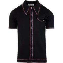 Crawdaddy Mod Micro Dash Knit Polo -Classic Gents Fit Sales madcap england crawdaddy polo black 01 80650.1661274024 3