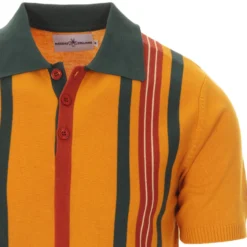 Farlowe Mod Stripe Knit Polo Top -Classic Gents Fit Sales madcap england farlowe knitted polo harvest gold 2 63418.1661261197