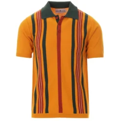 Farlowe Mod Stripe Knit Polo Top PP -Classic Gents Fit Sales madcap england farlowe knitted polo harvest gold 3 83956.1661261195 2