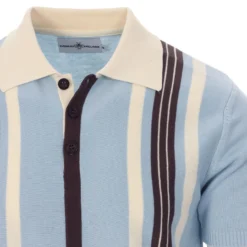 Farlowe Mod Stripe Knit Polo Top -Classic Gents Fit Sales madcap england farlowe knitted polo top winter sky 2 76132.1661261183