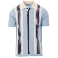Farlowe Mod Stripe Knit Polo Top PP -Classic Gents Fit Sales madcap england farlowe knitted polo top winter sky 3 85810.1661261181 2