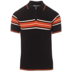 Fireball Mod Rib Zip Neck Polo (B) -Classic Gents Fit Sales madcap england fireball ribbed polo black 3 42567.1661263318 1