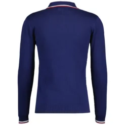 Apollo Mod Grid Check Big Collar Zip Polo Cardigan In Navy