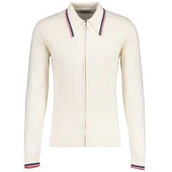 Apollo Mod Grid Check Big Collar Zip Polo Cardigan In Navy -Classic Gents Fit Sales madcap england grid knit ring zip polo cardigan snow white mc1069 3 09681.1693991769