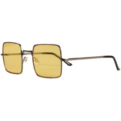 Harrison 60s Square Sunglasses - Silver Frame With Yellow Lenses -Classic Gents Fit Sales madcap england harrison square frame sunglasses yellow 4 61704.1661264830