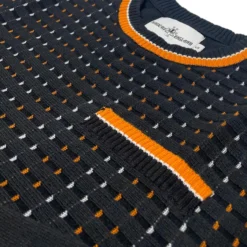 Hawkins Mod Jacquard Dash Front Jumper In Black -Classic Gents Fit Sales madcap england hawkins jacquard dash jumper black 4 09737.1695997620