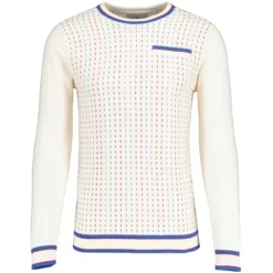 Hawkins Mod Jacquard Dash Front Jumper In Black -Classic Gents Fit Sales madcap england hawkins jacquard dash jumper snow white 3 70301.1695997608