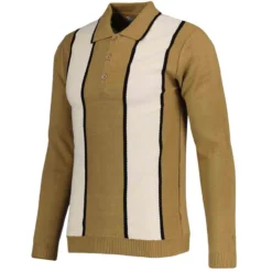 Junot Mod Waffle Stripe Knit Polo B -Classic Gents Fit Sales madcap england junot retro waffle knit polo fall leaf 3 32994.1668164152