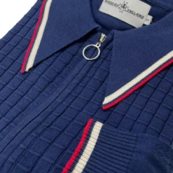 Apollo Mod Grid Check Big Collar Zip Polo Cardigan Snow White -Classic Gents Fit Sales madcap england mc1069 apollo navy polo 11 65396.1693991793 1