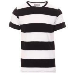 Milne Retro Mod Block Stripe Tee -Classic Gents Fit Sales madcap england milne block stripe te black white 2 52840.1661269977