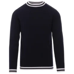 LS Moon Mod Tipped Knit Jumper (G) -Classic Gents Fit Sales madcap england moon long sleeve top navy 4 17133.1661262086 4