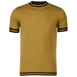 Moon 60s Mod Tipped Knit Tee HONEY -Classic Gents Fit Sales madcap england moon ss knit tee fallleaf 38330.1661260814 7