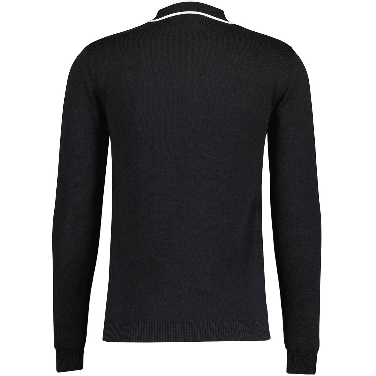 Nova Mod Ribbed Panel Knitted Polo Shirt In Black 8 Nova Mod Ribbed Panel Knitted Polo Shirt In Black - Image 8