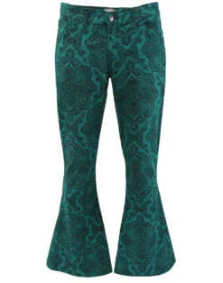 Paisley Rave Retro Cord Bellbottoms -Classic Gents Fit Sales madcap england paisley rave flares teal 3 14055.1661270062 1
