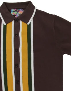 Screamin Jay Mod Square Stripe Polo -Classic Gents Fit Sales madcap england screamin jay polo brown 2 37507.1661269837 1