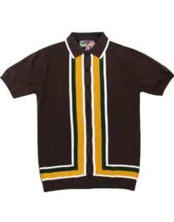 Screamin Jay Mod Square Stripe Polo -Classic Gents Fit Sales madcap england screamin jay polo brown 3 83692.1661269840 1