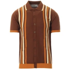 Shockwave Mod Stripe Knit Polo (SB) -Classic Gents Fit Sales madcap england shockwave knitted polo sorrel brown 3 28425.1661261978
