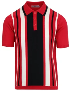 Folklore Mod Stripe Knit Polo RED -Classic Gents Fit Sales madcap england stripe ss polo knit red 3 64410.1661268016 3