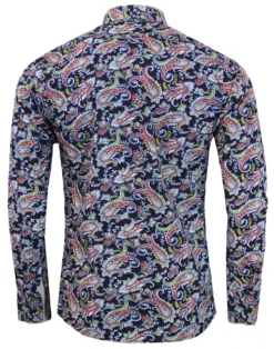Tabla Paisley 1960s Mod Shirt NAVY