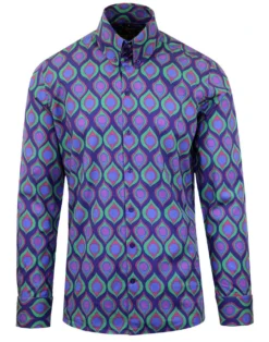 Teardrop Peacock Retro Op Art Shirt -Classic Gents Fit Sales madcap england teardrop print shirt 4 01634.1661268683