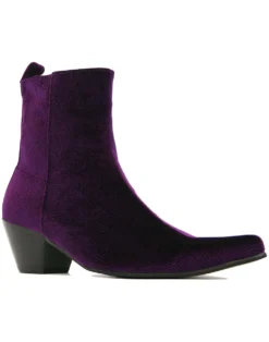 Velvet Casbah Cuban Chelsea Boots P -Classic Gents Fit Sales madcap england velvet casbah boots purple 4 07722.1661269753