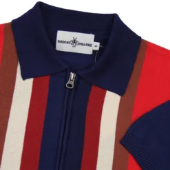 Victor 60s Mod Stripe Zip Polo TAN